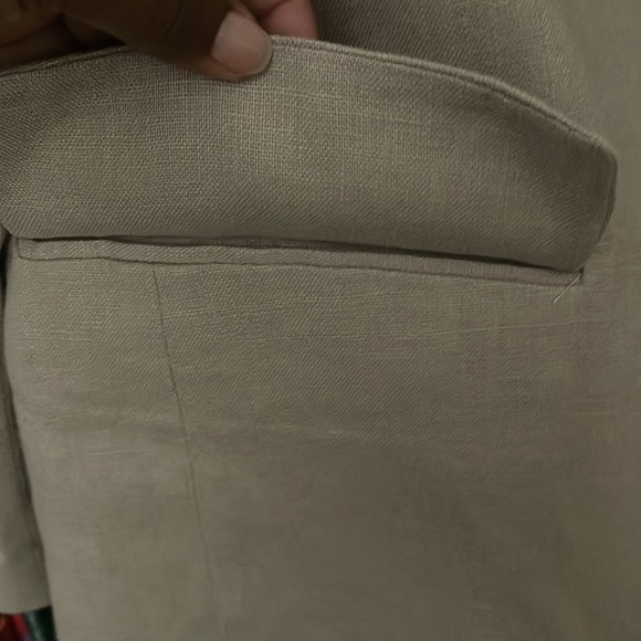 ZARA STRAIGHT CUT LINEN BLAZER OVERSIZED BOYFRIEND STYLE JACKET TAN SIZE MEDIUM - Picture 3 of 7